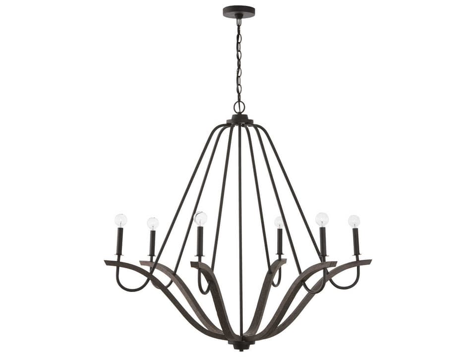 Clive 6-Light Chandelier in Carbon Grey and Black Iron