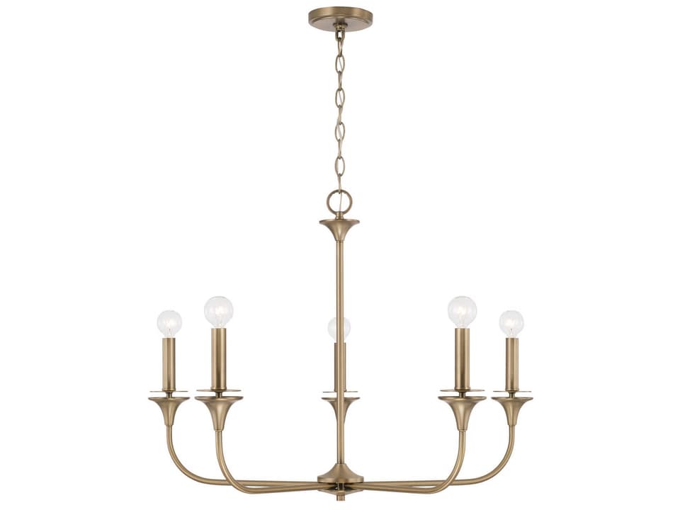 Presley 5-Light Chandelier in Aged Brass