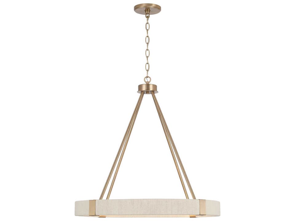 4-Light Delaney Chandelier in Matte Brass with Bleached Natural Rope