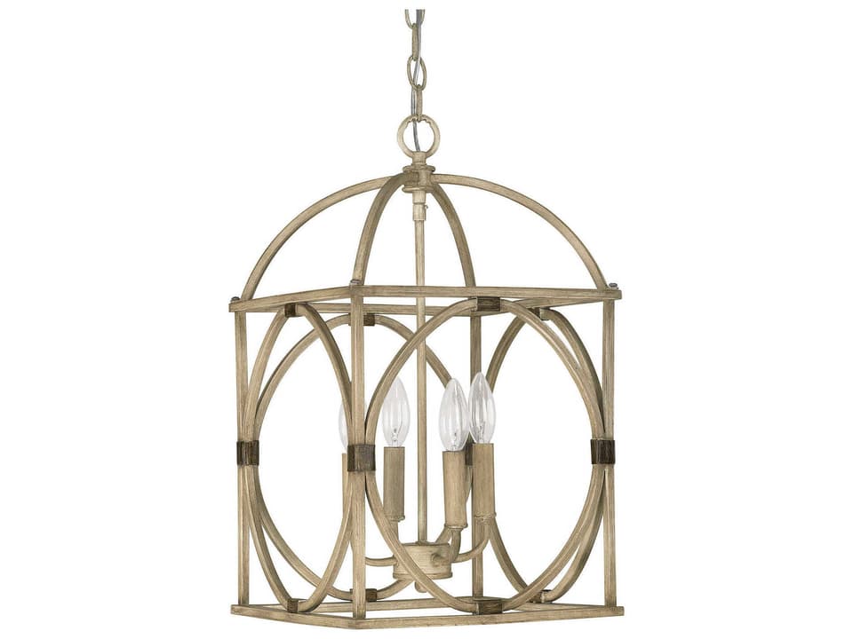 4-Light French Oak Brown Chandelier