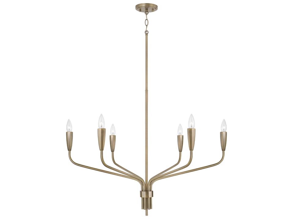 6-Light Palmer Chandelier in Antiqued Brass