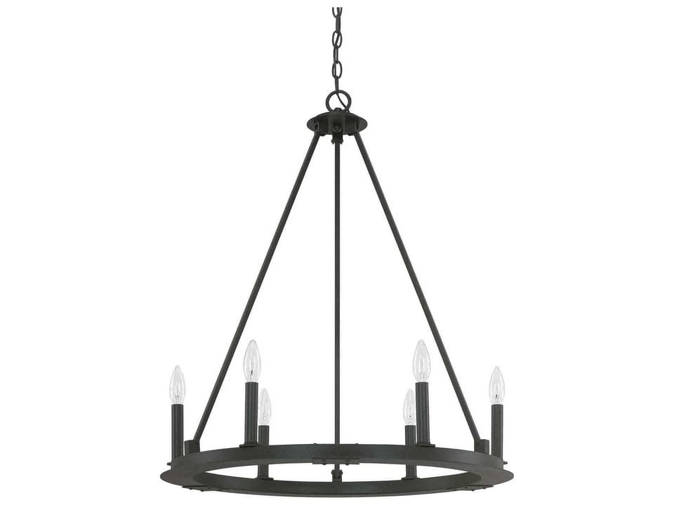 6-Light Pearson Chandelier in Black Iron