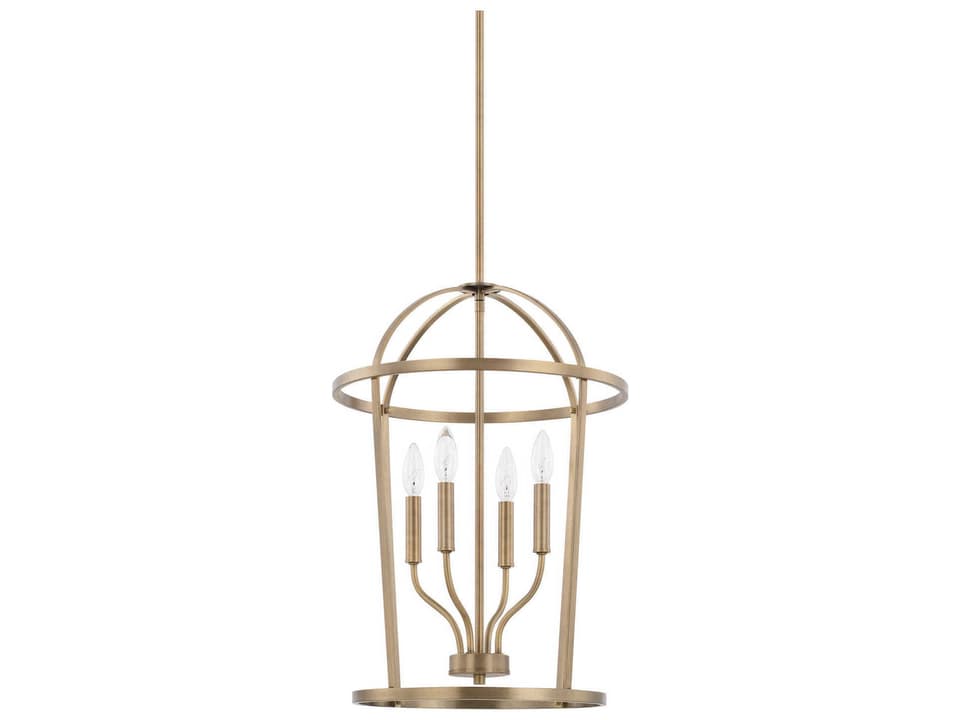 Greyson 4-Light Foyer Pendant Light Aged Brass