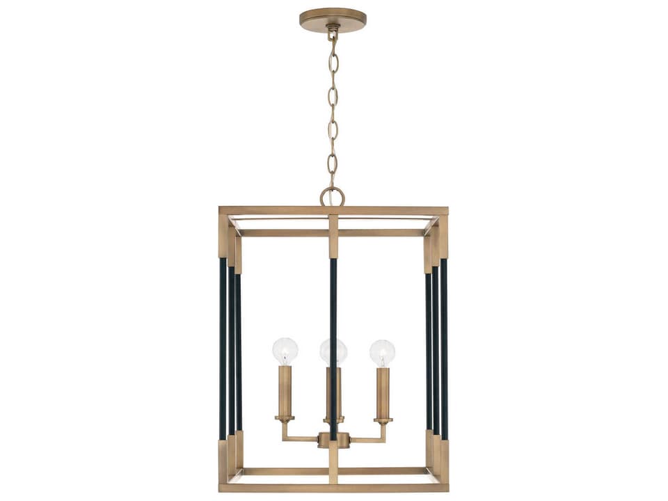 4-Light Bleeker Chandelier in Aged Brass and Black