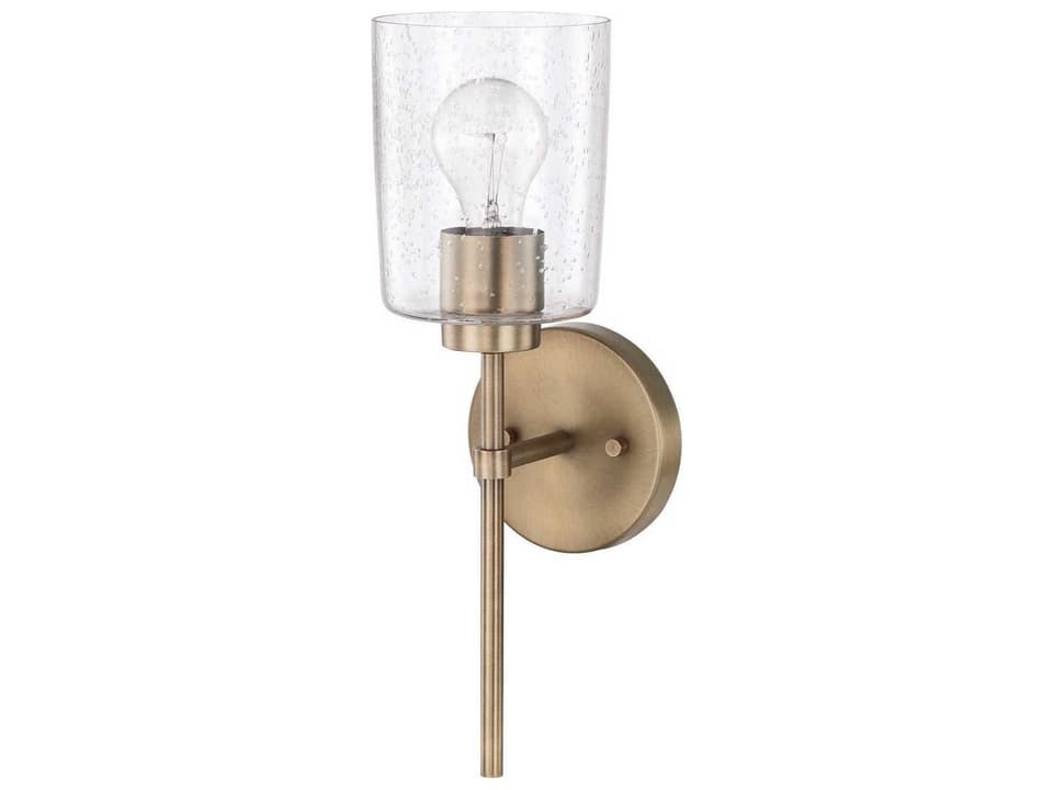 Greyson 1-Light Sconce with Clear Seeded Glass in Aged Brass