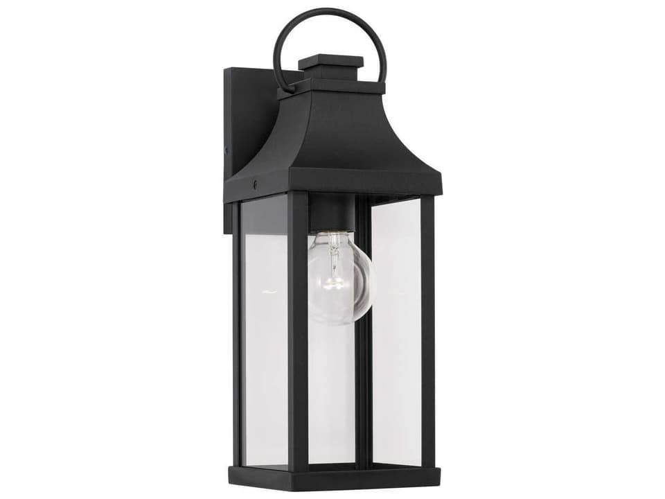 Bradford 1-Light Outdoor Wall Sconce in Black with Clear Glass