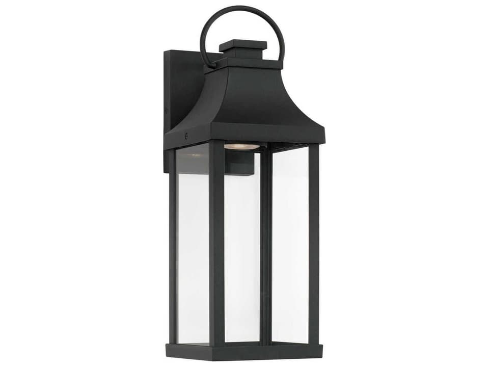 Bradford 1-Light Outdoor Wall Lantern in Black with Clear Glass