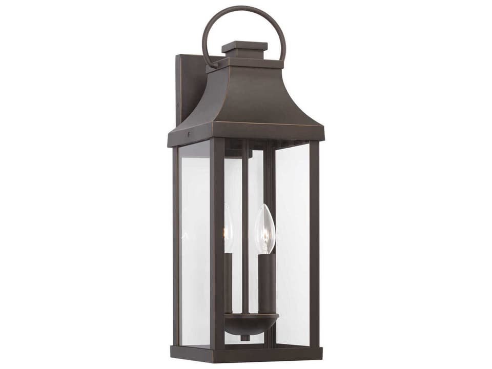Bradford 2-Light Outdoor Wall Lantern in Oiled Bronze with Clear Glass