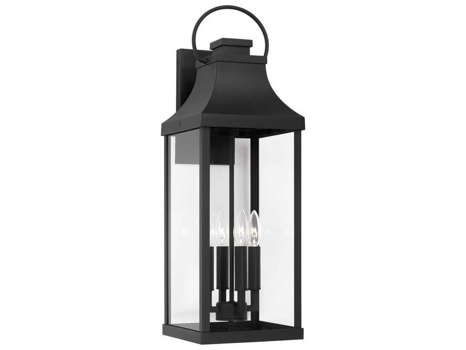 Bradford 4-Light Outdoor Wall Lantern in Black with Clear Glass