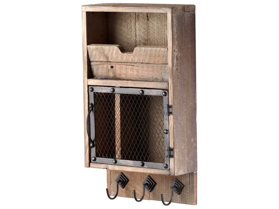 Casey Raw Iron and Natural Wood Wall Organizer