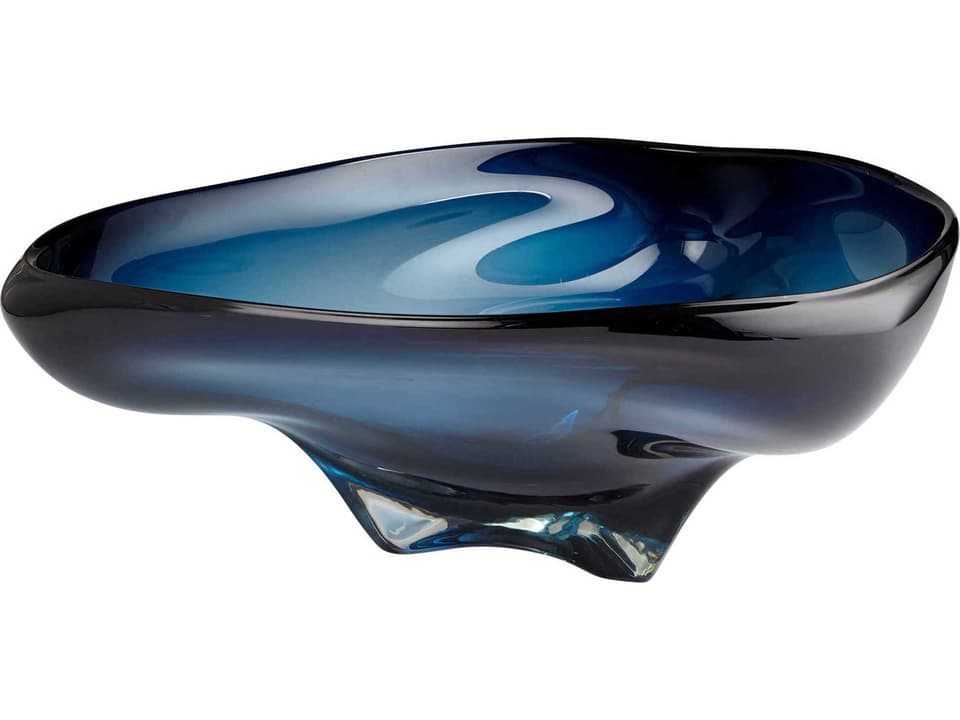 Alistair Large Handcrafted Decorative Bowl in Blue Glass