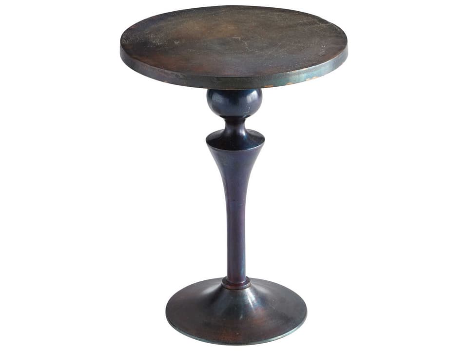 Gully Round End Table in Bronze and Blue Aluminum