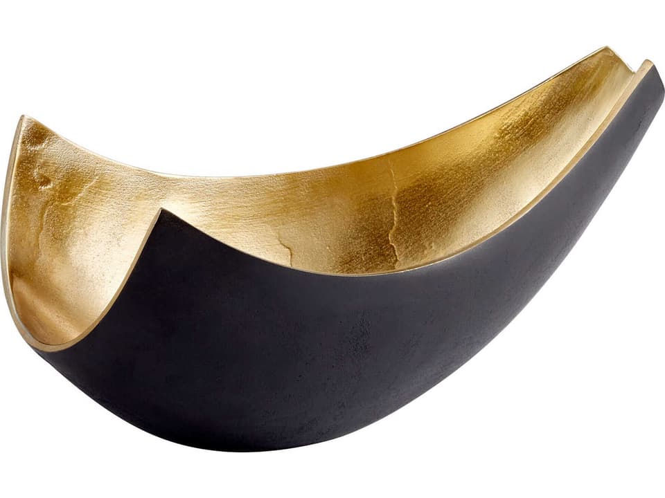 Boema Aluminum Decorative Tray in Matt Black and Gold