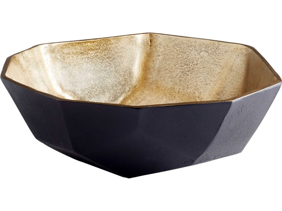 Radia Small Decorative Bowl in Matte Black and Gold Aluminum