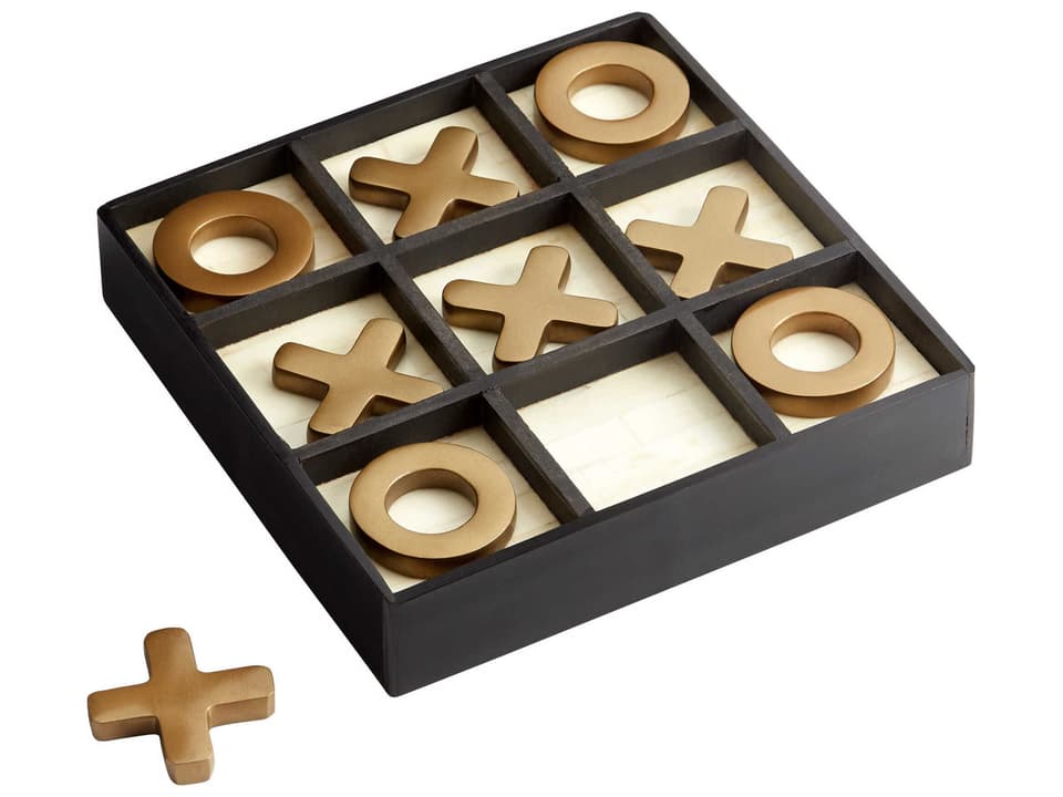 Tic-Tac-Glow Sculpture in Black Gold and White Bone Resin