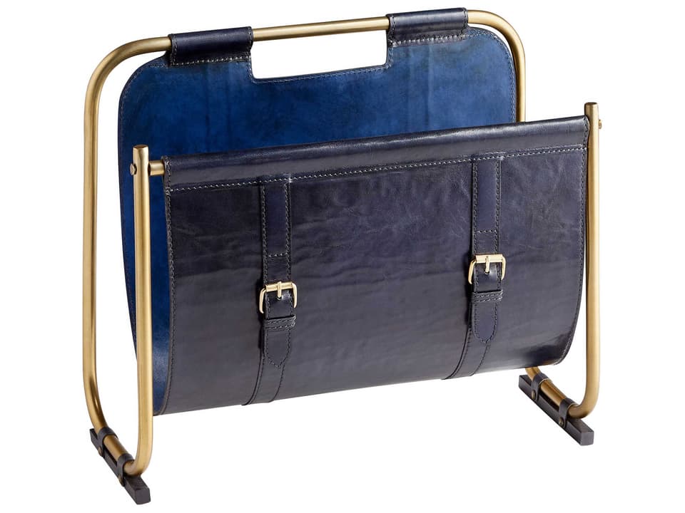 Granville Blue Antique Brass Blue Antique Brass Magazine Rack