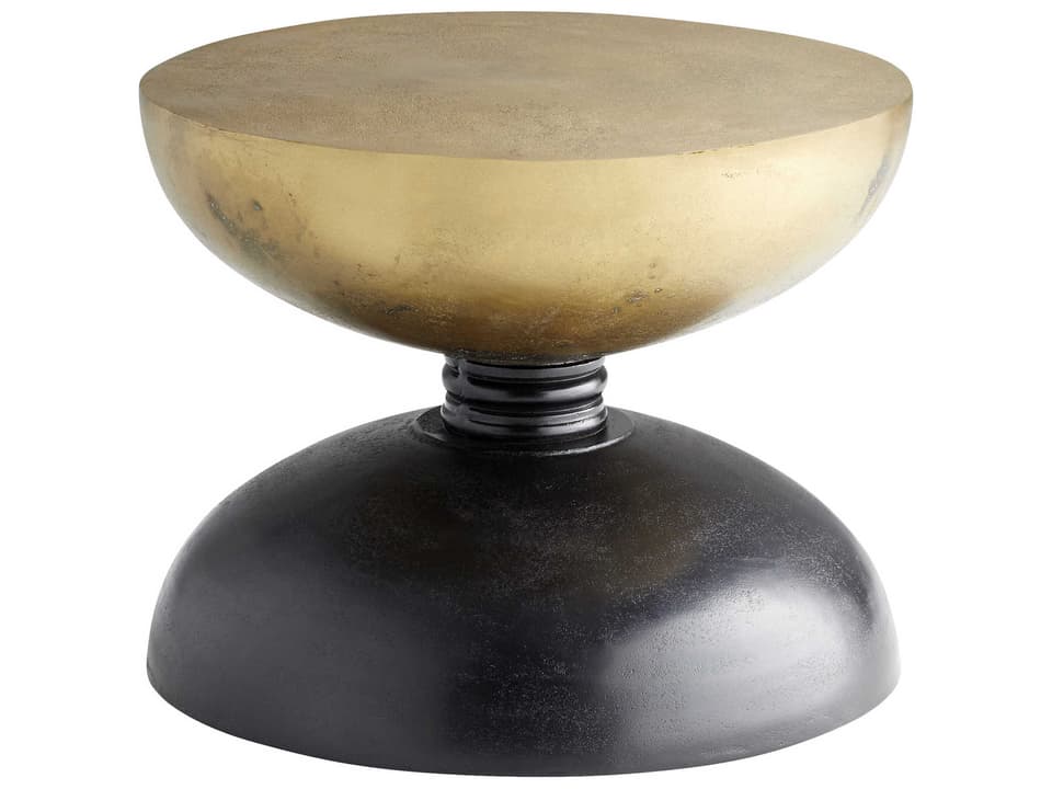 Perpetual Round End Table Aluminum in Noir and Gold