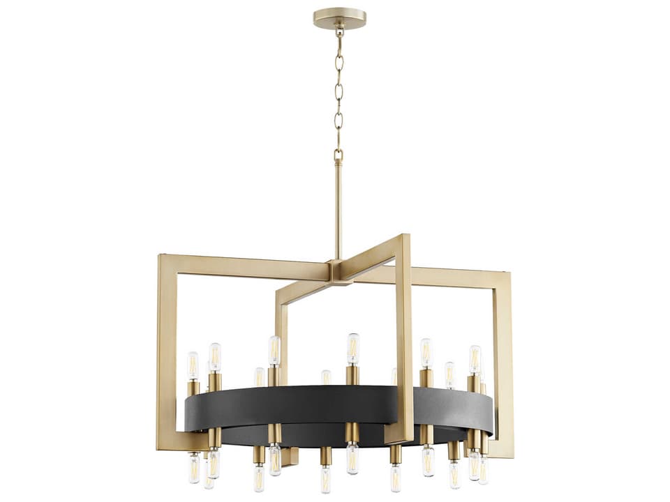 Archibald 24-Light Chandelier in Noir and Aged Brass