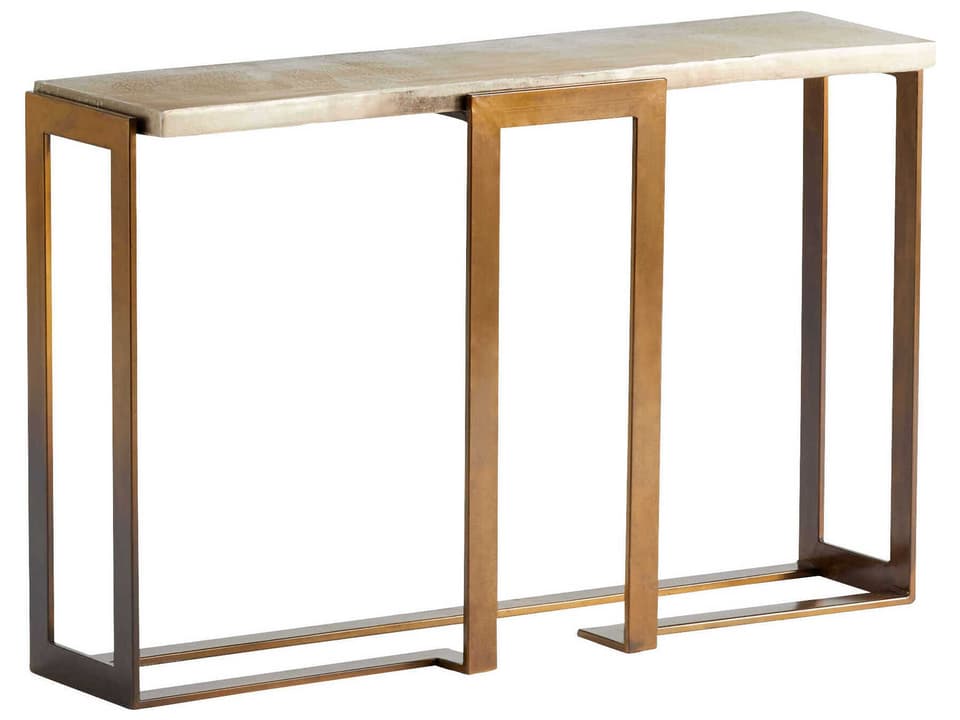 Lacerta Rectangular Metal Console Table in Bronze