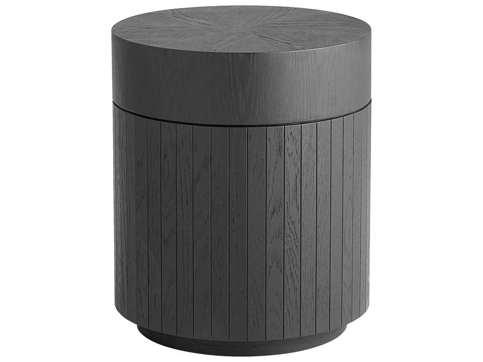 Lamu Round End Table in Black Stain Oak