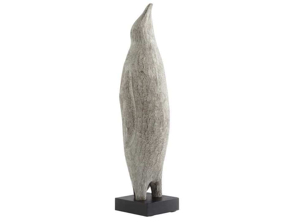 Penguin Small Hand-Carved Wood Sculpture in Grey Patina