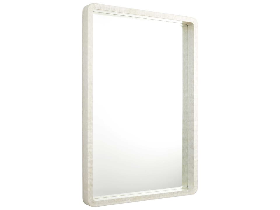 Triton White Rectangular Wall Mirror with Capiz Shell Frame