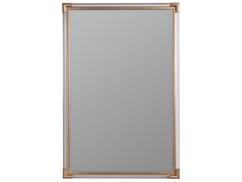 Ambrose Rectangle Wall Mirror with Gold Accents and Beveled Edge