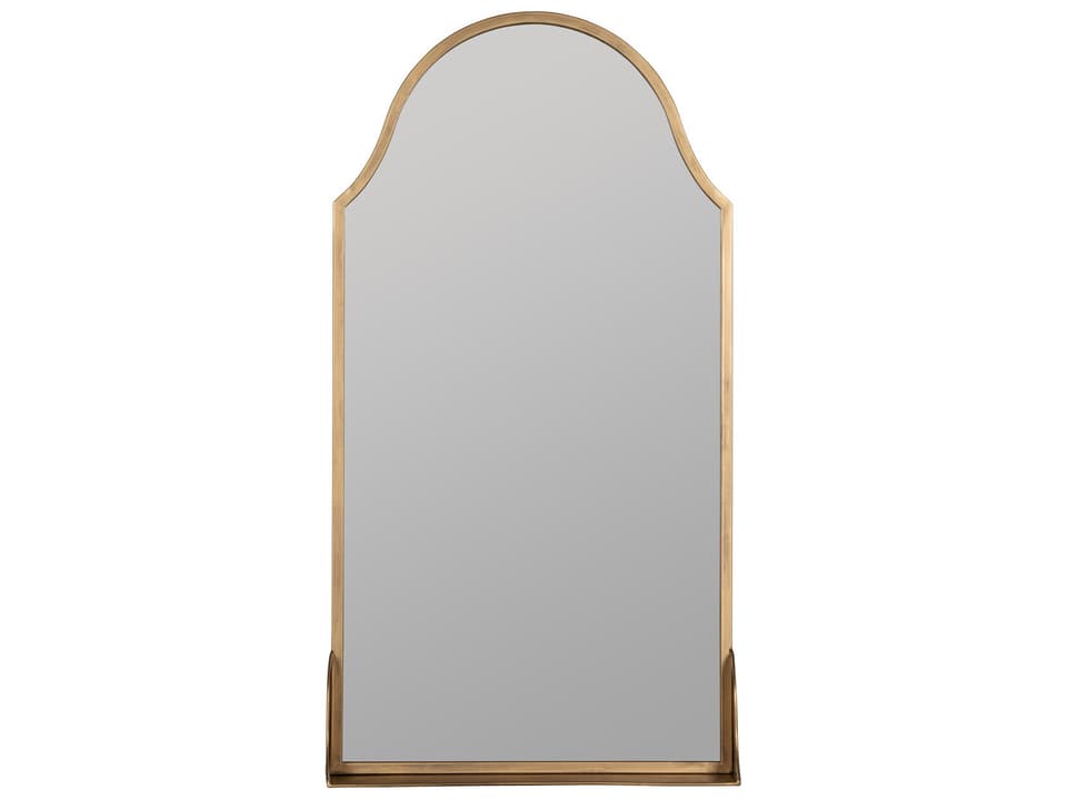 Sawyer Shelf Arch Wall Mirror in Antique Bronze Metal