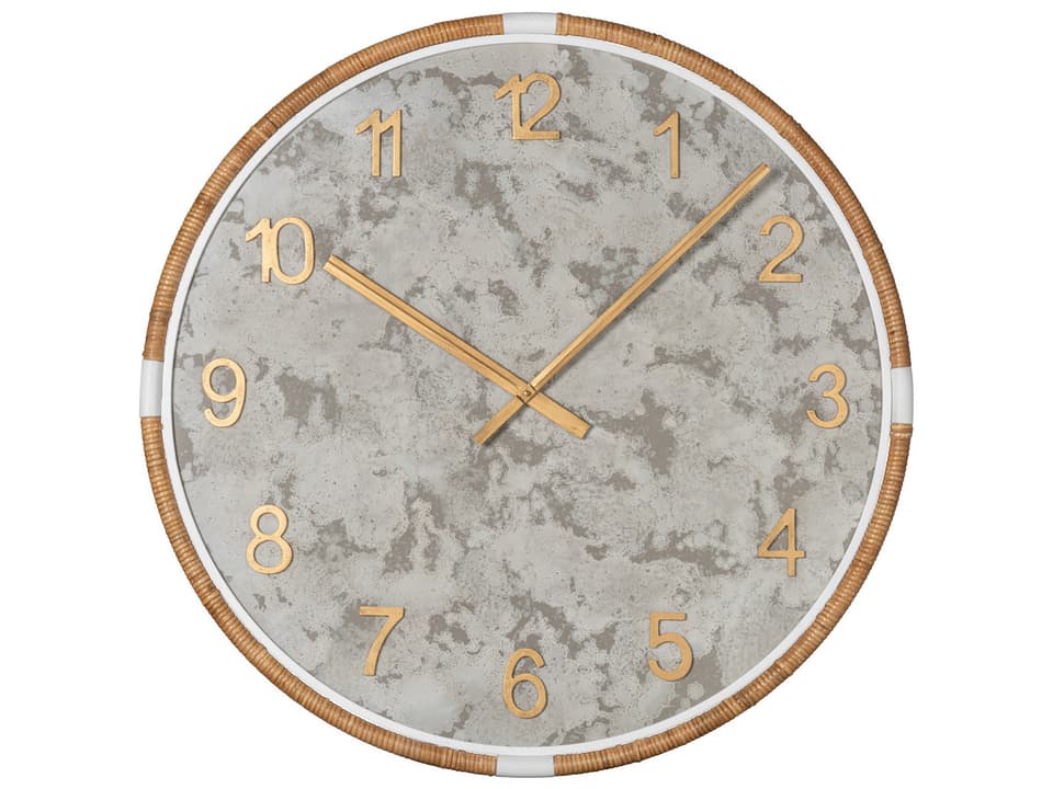 Sundale 34-Inch Natural Rattan Metal Wall Clock