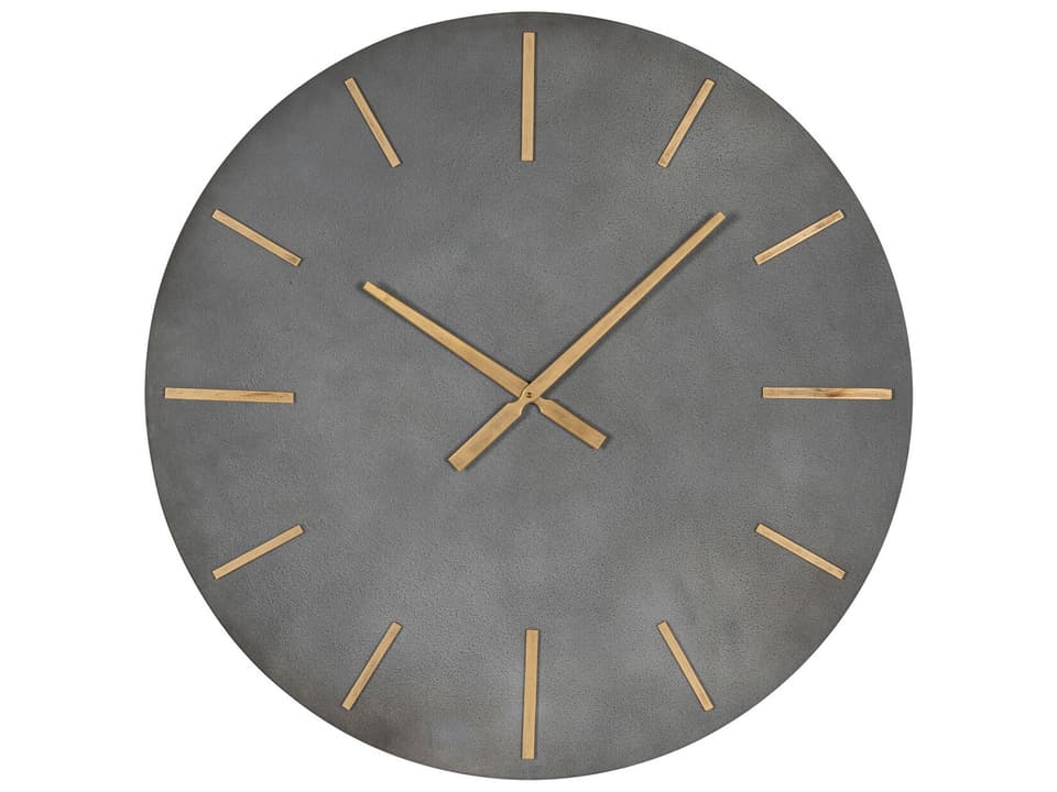 Adalynn Round Wall Clock in Matte Gray with Gold Accents