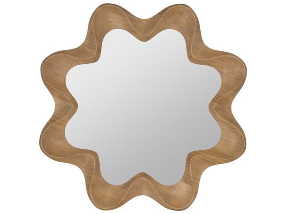 Emerson Round Wall Mirror in Natural Wood