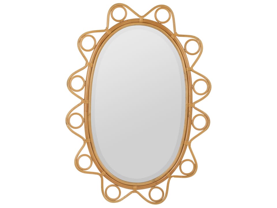 Park and Oak Elin Geometric Rattan Wall Mirror in Honey Finish