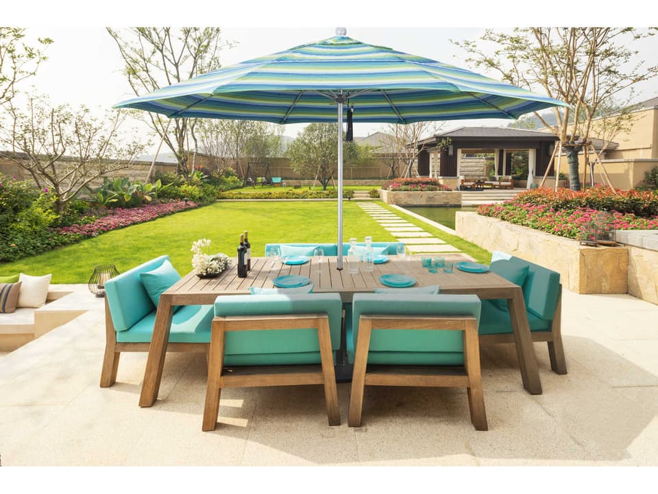 California Patio Umbrella Quick Ship Venture Series 11 Foot Octagon Market Aluminum Patio Umbrella with Pulley Lift System