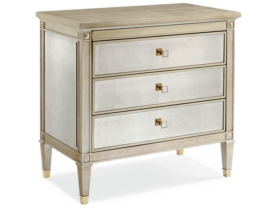 Classic A Classic Beauty 3-Drawer Nightstand in Auric Silver Leaf
