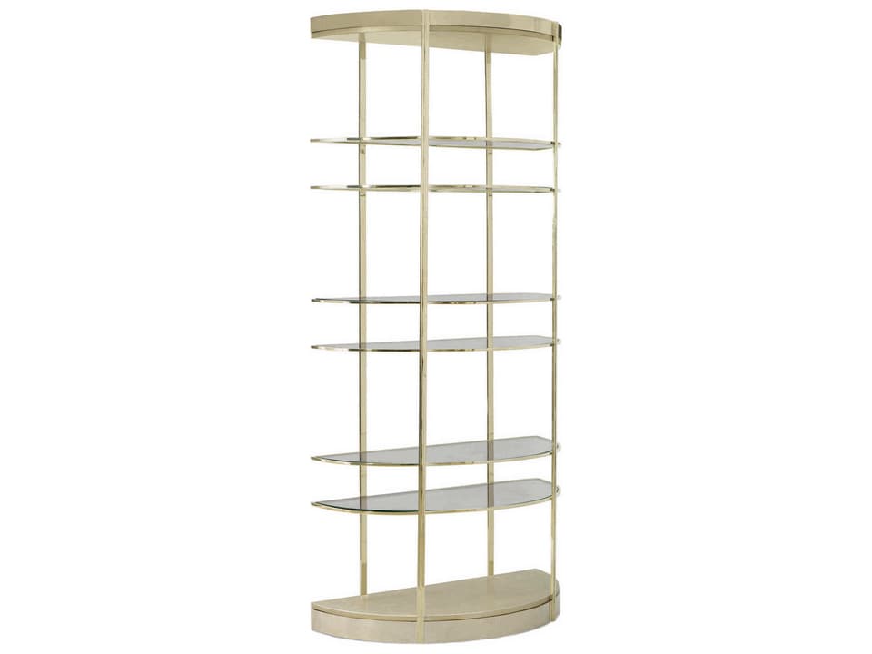Classic Up Up and Away Auric Silver Leaf / Whisper of Gold Half Moon Etagere
