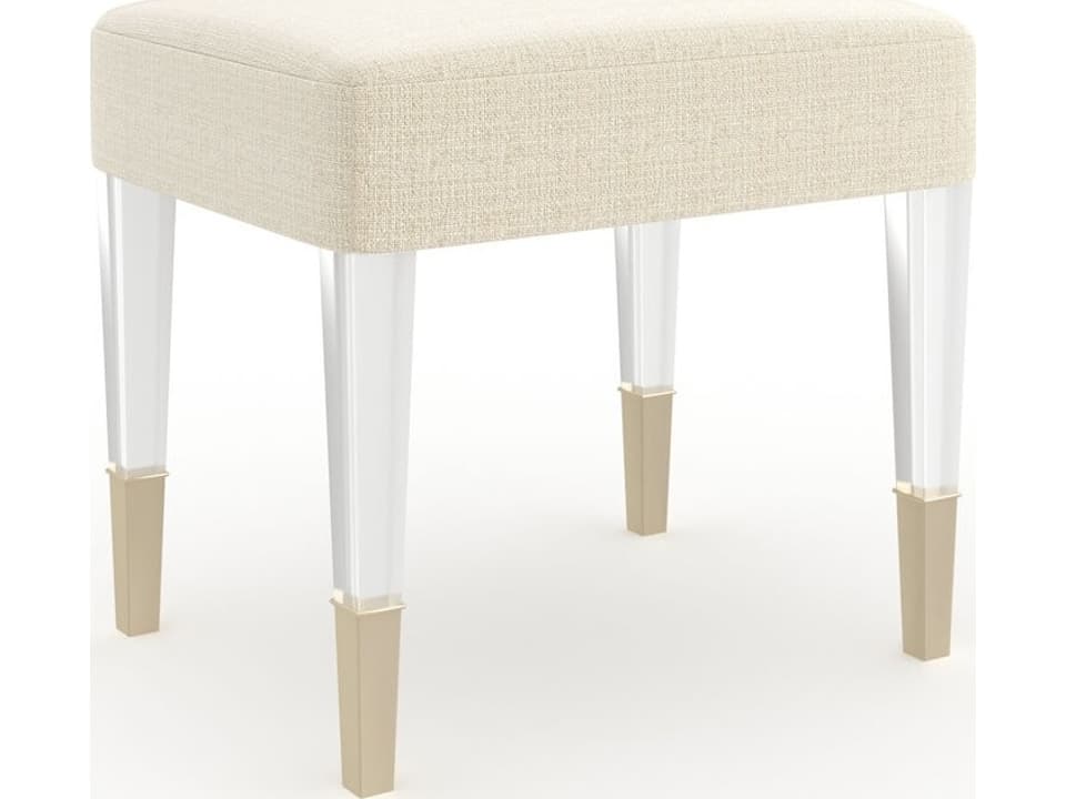 Looking Good Upholstered Bench with Acrylic Legs and Gold Ferrules