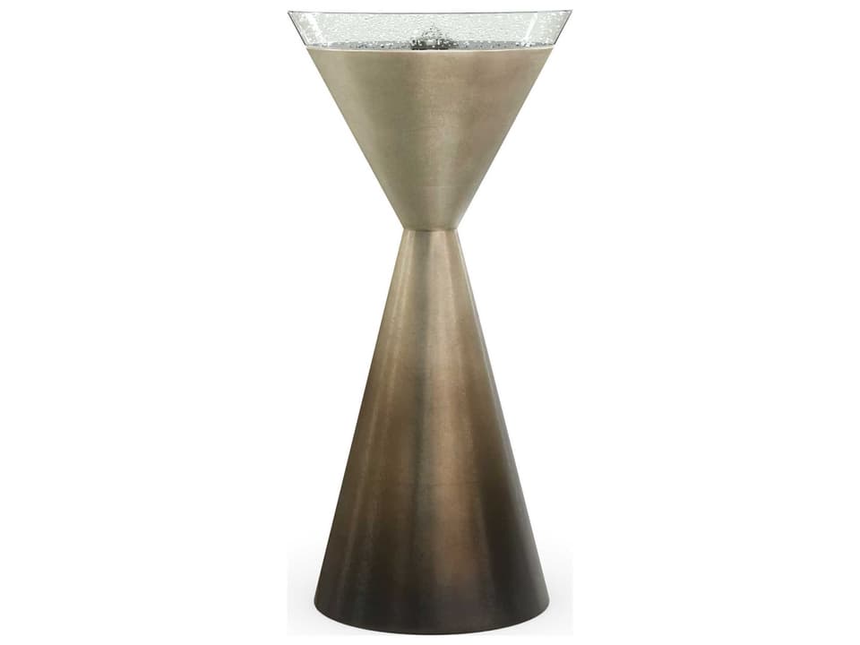 Classic Spy Glass Round End Table Ombre Leaf and Bubble Glass
