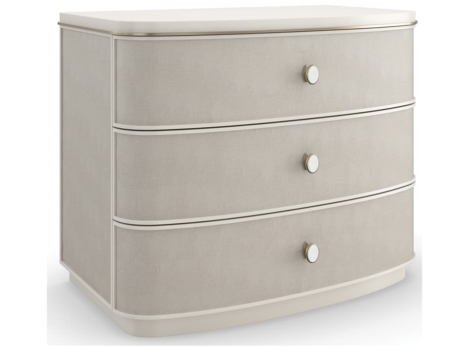 Lyon 3-Drawer Nightstand in Almond Milk and Brushed Gold
