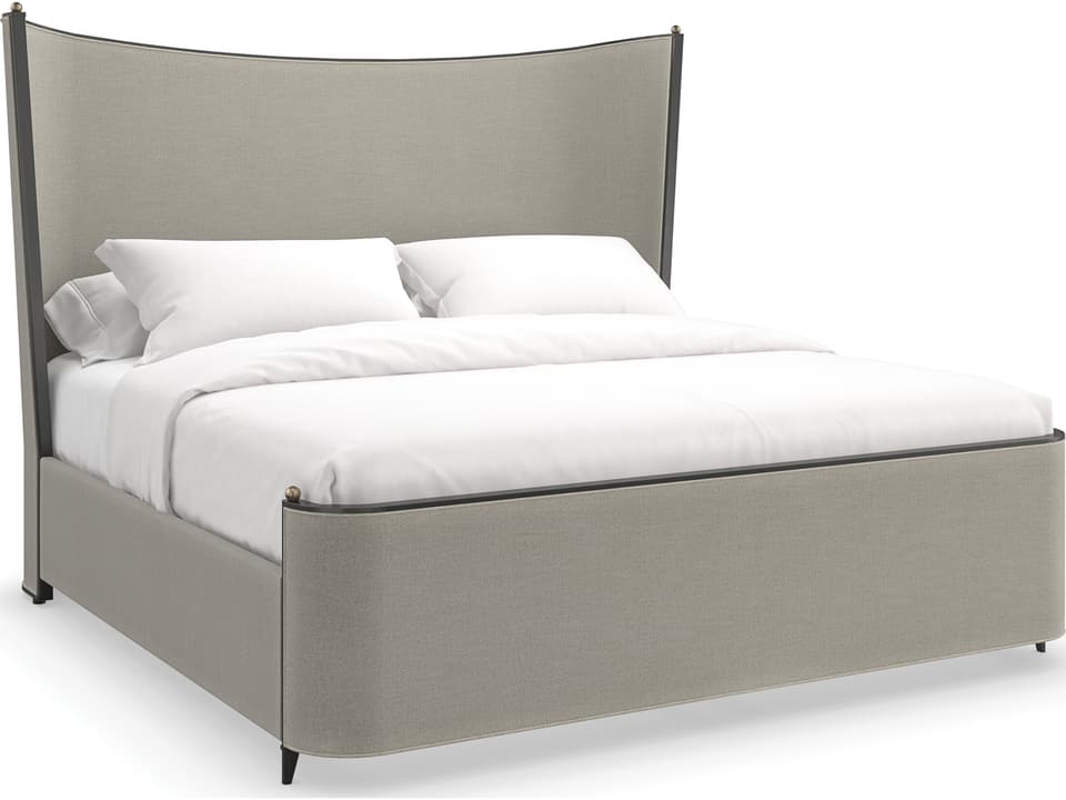 Classic Provence Gray Hardwood Upholstered King Platform Bed