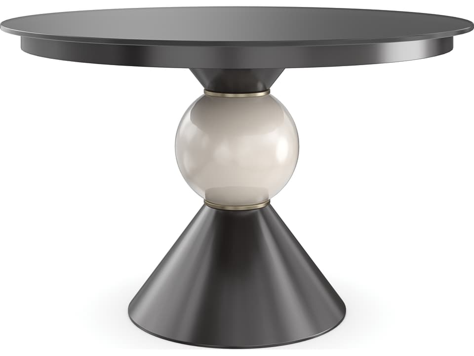 Classic Chalice Round Dining Table in Almost Black and Brushed Gold