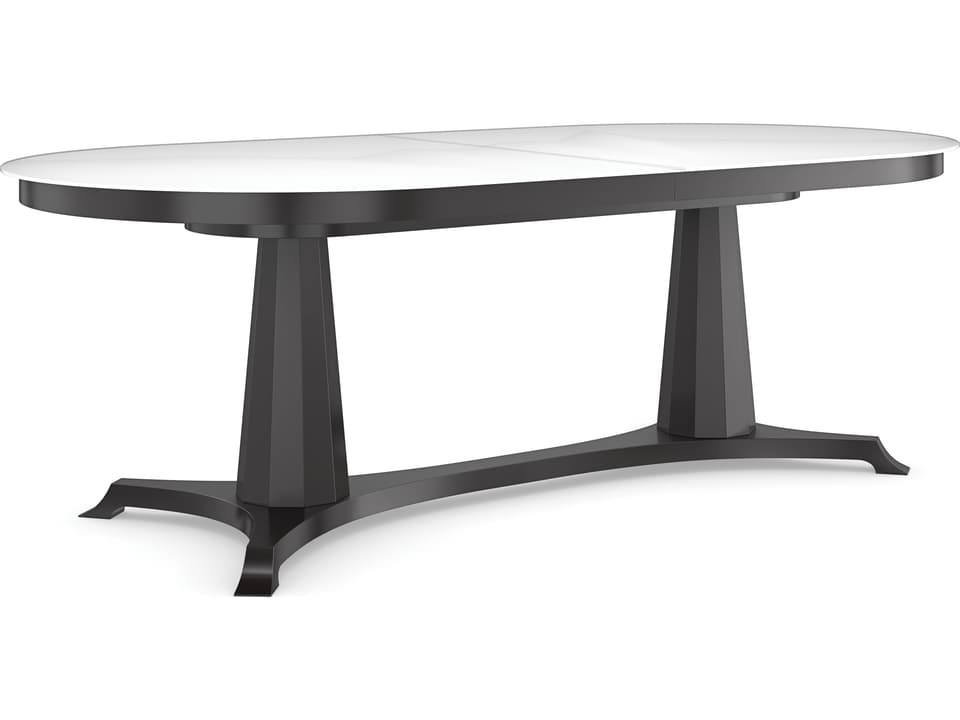 Bordeaux 90-Inch Oval Dining Table in Almost Black with Glass Top