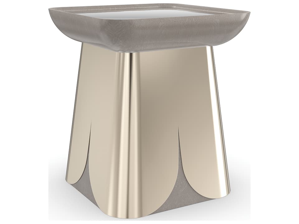 Classic Zenith Rectangle End Table in Whisper of Gold and Charcoal Leaf