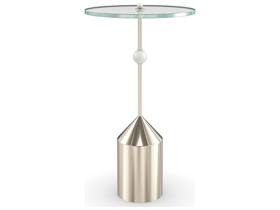 Alpha Accent Table in Whisper of Gold with Glass Top
