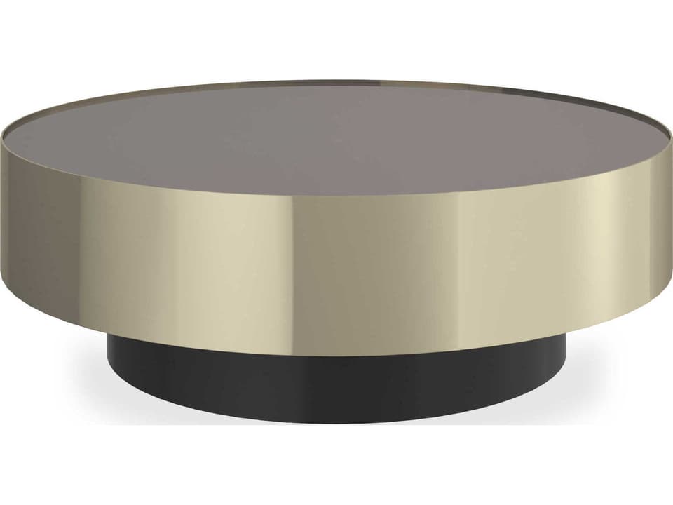 Classic Radius Round Coffee Table Smoked Bronze Mirror Gold Metal