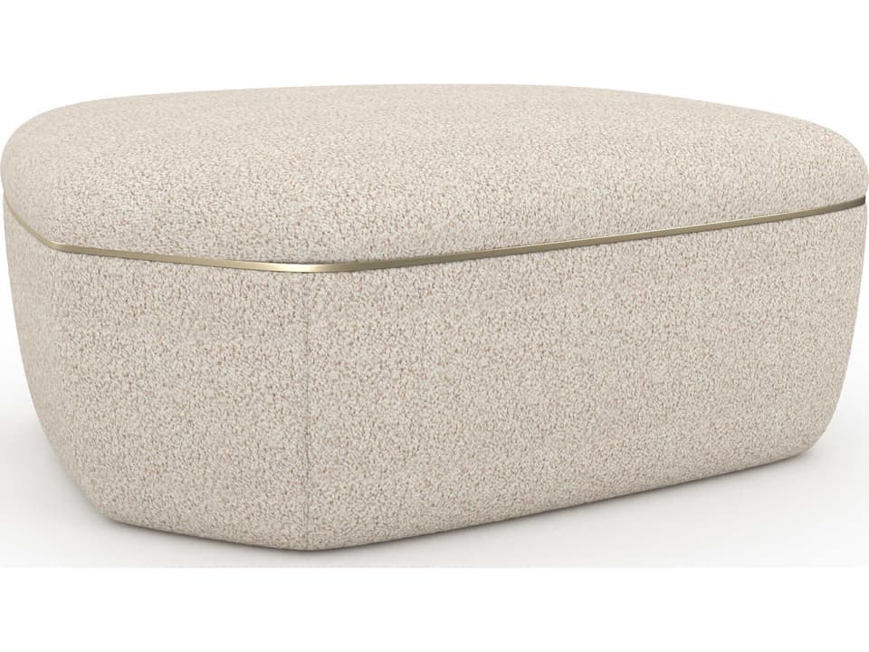 Classic Serir Small Cocktail Table Ivory Bouclé Gold Trim