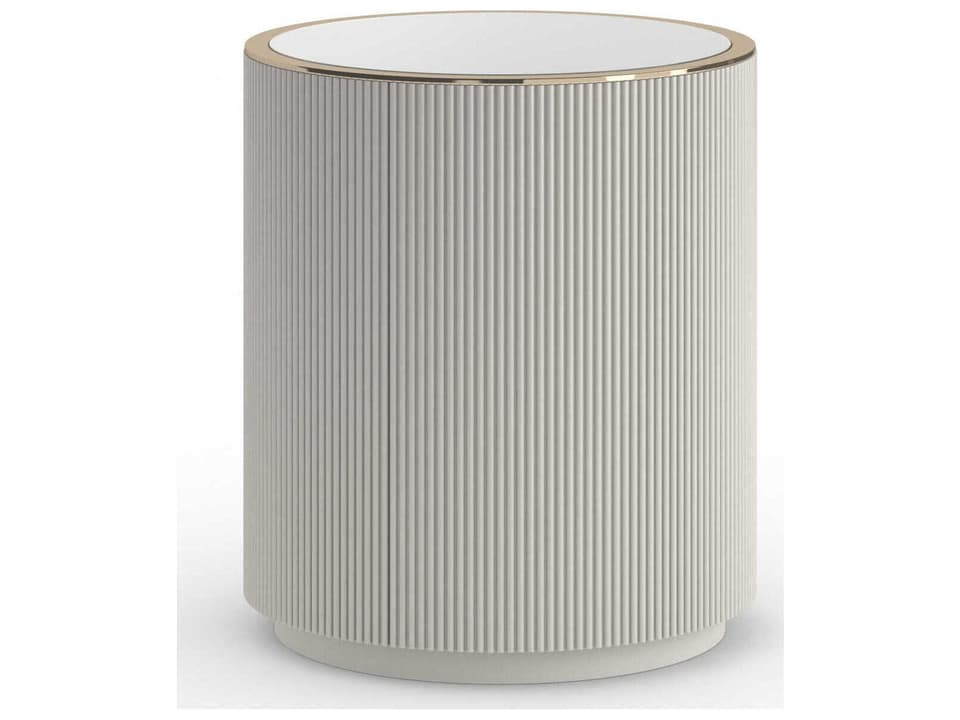 Love Round Side Table in Matte Pearl and Whisper of Gold
