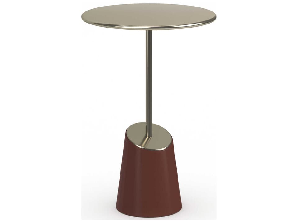 Rossetta Round Accent Table in Rouge Red Gloss and Whisper of Gold
