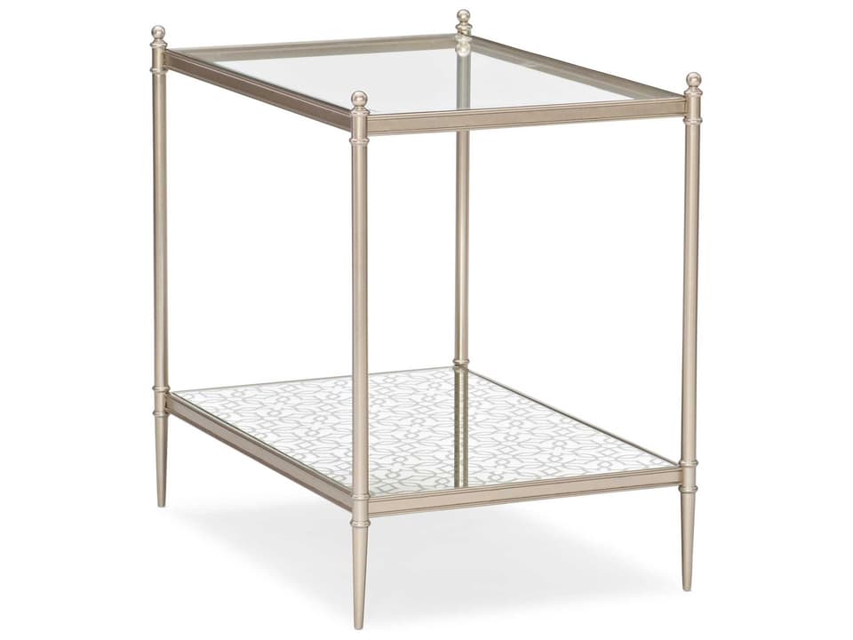 Perfectly Adaptable End Table in Neutral Metallic with Glass Top