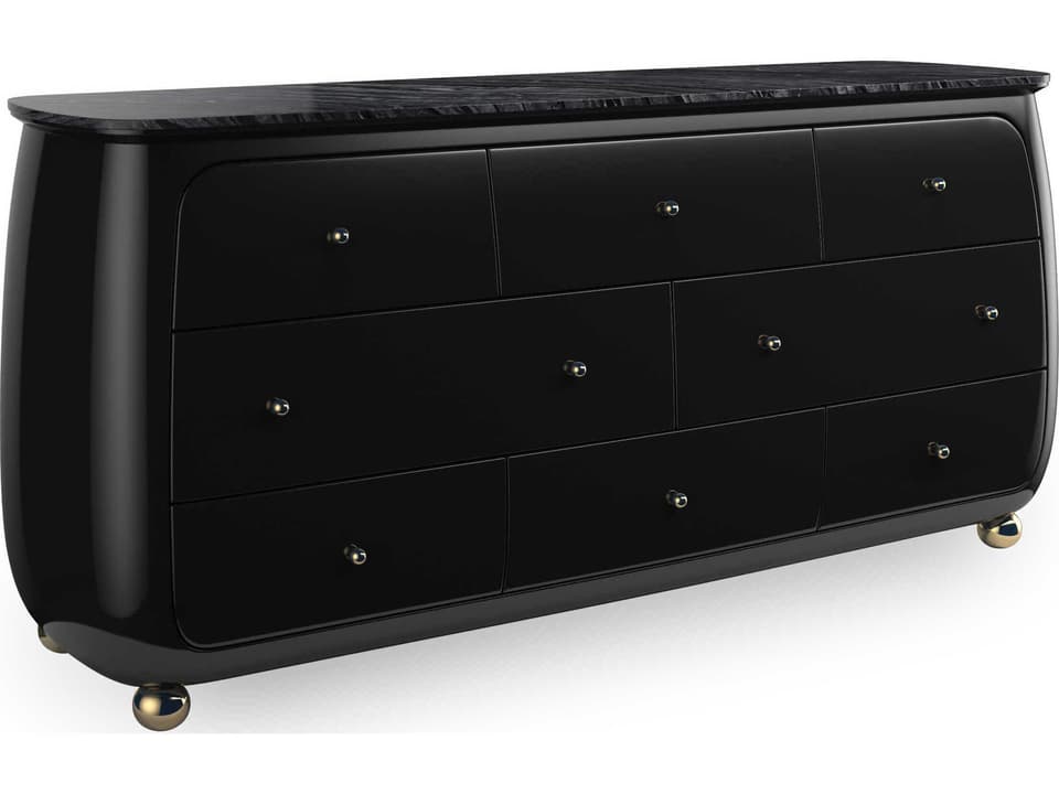 Caracole Love At First Sight 9-Drawer Dresser  Dark Chocolate and Whisper  of Gold Finish | LuxeDecor