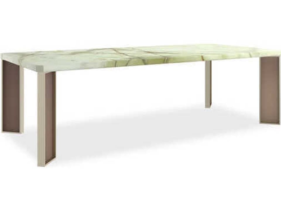 The Naturalist Rectangle 100-Inch Dining Table with Green Onyx and Brushed Gold
